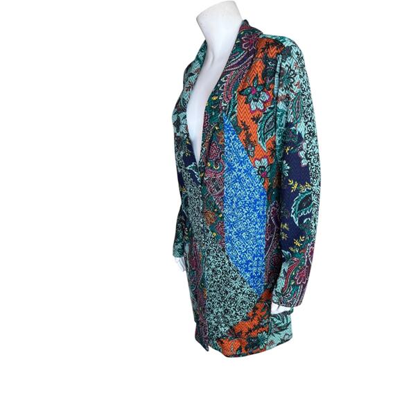 Susan Graver Regular Printed Novelty Knit Jacket w/ Shawl Collar Jade/Copper M - Picture 10 of 13